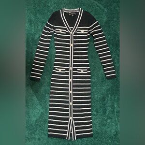 Almost Famous Black and White Striped Knit Top